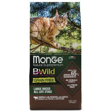 Monge Cat BWild Grain Free Large Breed All Life Stage Buffalo Potatoes Lentils / Сухой Беззерновой корм Монж Бивайлд для Крупных кошек всех возрастов мясо Буйвола картофель чечевица