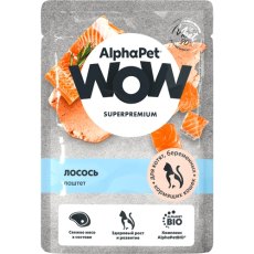 AlphaPet Wow Superpremium / Влажный корм АльфаПет для котят, беременных и кормящих кошек паштет с лососем (цена за упаковку)