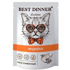Best Dinner Exclusive / Паучи Бест Диннер для Котят и кошек Мусс сливочный Индейка (цена за упаковку)