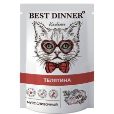 Best Dinner Exclusive / Паучи Бест Диннер для Котят и кошек Мусс сливочный Телятина (цена за упаковку)