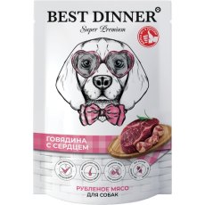 Best Dinner Super Premium Пауч / Паучи Бест Диннер для собак всех возрастов Говядина с сердцем (цена за упаковку)