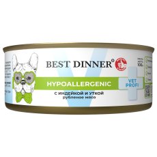 Best Dinner Vet Profi Hypoallergenic / Диетический корм Бест Диннер для собак с Индейкой и уткой (цена за упаковку)