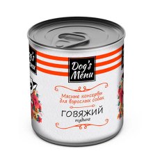 Dogs Menu / Консервы Догс Меню для взрослых собак Говяжий пудинг (цена за упаковку)