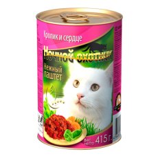 Ночной охотник / Влажный корм Нежный паштет Кролик и сердце (цена за упаковку)