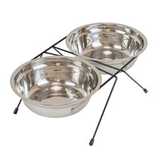 Homepet / Миска Хоумпет для домашних животных Металлическая двойная на подставке