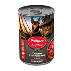 Родные Корма / Консервы для собак Говядина с потрошками в желе по-Купечески (цена за упаковку)