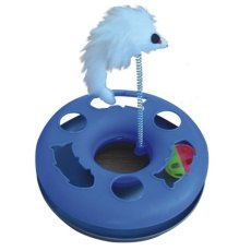 Homecat / Игрушка Хоумкэт для кошек трек пластиковый с мячиком и мышкой на пружине