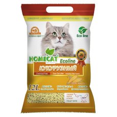 Homecat Ecoline / Комкующийся наполнитель Хоумкэт для кошачьего туалета Кукурузный