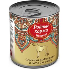 Родные Корма Нежные / Консервы для собак Сердечки Индюшиные в желе (цена за упаковку)