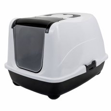 Homecat / Туалет Хоумкэт для кошек Большой закрытый с дверцей черно-белый