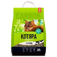 Котяра / Наполнитель для кошачьего туалета с активным Углем комкующийся