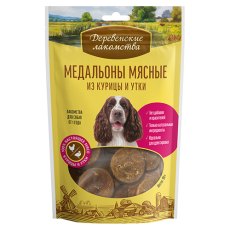 Деревенские лакомства / Медальоны мясные для собак из Курицы и Утки