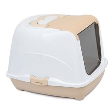 Homecat / Туалет Хоумкэт для кошек закрытый с дверцей бежево-серый