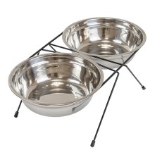 Homepet / Миска Хоумпет для домашних животных Металлическая двойная на подставке