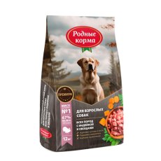 Родные Корма / Сухой корм для взрослых собак всех пород с Индейкой и овощами