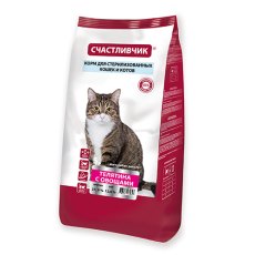 Счастливчик Сухой корм для Стерилизованных кошек с Телятиной и овощами