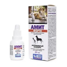 Амит Форте Капли Ушные для собак и кошек от отодектоза саркоптоза демодекоза