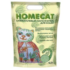 Homecat / Силикагелевый наполнитель Хоумкэт для кошачьего туалета аромат Алоэ Вера