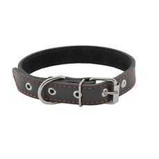 Homepet / Ошейник Хоумпет для собак Кожаный Двойной простроченный Двухслойный Черный