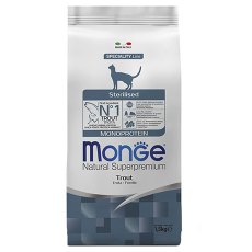 Monge Cat Monoprotein Sterilised Trout  / Сухой корм Монж Монопротеиновый для Стерилизованных кошек Форель