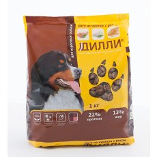 Дилли / Сухой корм для взрослых собак Рагу из Курицы с рисом