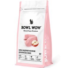 BOWL WOW / Сухой корм Боул Вау для Взрослых кошек с Индейкой и яблоком