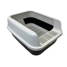 Homecat Комфорт плюс / Туалет Хоумеэт для кошек с бортиком и сеткой черно-белый