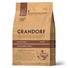 Grandorf Holistic & Hypoallergenic Medium Maxi Duck & Turkey / Сухой корм Грандорф Беззерновой для взрослых собак Средних и Крупных пород Утка Индейка