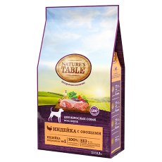 Natures Table / Сухой корм Нейчерс Тейбл для взрослых собак Индейка с овощами