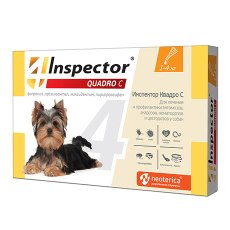 Inspector Quadro С / Капли Инспектор от Внешних и Внутренних паразитов для собак весом от 1 до 4 кг