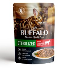 Mr.Buffalo Sterilized Beef / Паучи Мистер Бафало для Стерилизованных кошек Говядина в соусе (цена за упаковку)