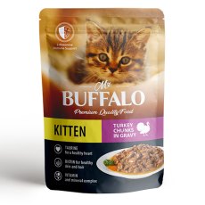 Mr.Buffalo Kitten Turkey / Паучи Мистер Бафало для Котят Индейка на пару в соусе (цена за упаковку)