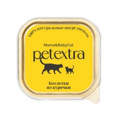 Petextra Mama&BabyCat / Влажный корм Петэкстра для котят и беременных кошек Котлетки из курочки (цена за упаковку)