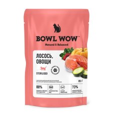 BOWL WOW / Влажный корм Боул Вау для взрослых стерилизованных кошек Лосось с овощами в соусе (цена за упаковку)
