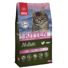 Blitz Holistic Kitten / Полнорационный сухой корм Блиц для котят, беременных и кормящих кошек Индейка и рыба