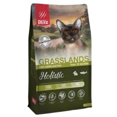 Blitz Holistic Grasslands / Полнорационный сухой корм Блиц для взрослых кошек Кролик и рыба