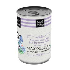 Dogs Menu / Консервы Догс Меню для взрослых собак Чахохбили из курицы и потрошков (цена за упаковку)