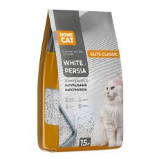 Homecat White of Persia Elite Classic / Комкующийся наполнитель Хоумкэт для кошачьего туалета из белой бентонитовой глины