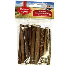 Родные Корма / Веточки Лиственный MIX для Грызунов Орех Ива Липа 10 шт х 10 см
