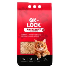 Ok-Lock / Наполнитель Ок-Лок растительный комкующийся для кошачьего туалета Антизапах