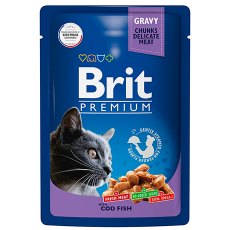 Brit Premium Gravy Cod Fish / Паучи Брит Премиум для кошек Треска в соусе (цена за упаковку)