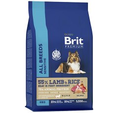 Brit Premium All Breeds Sensitive Lamb & Turkey / Сухой корм Брит Премиум для взрослых собак всех пород с Чувствительным пищеварением Ягненок Индейка