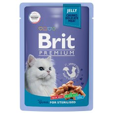 Brit Premium Sterilised Jelly Quail / Паучи Брит Премиум для Стерилизованных кошек Перепелка в желе (цена за упаковку)