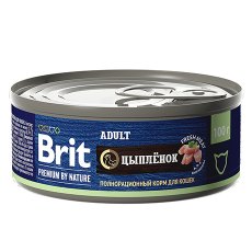 Brit Premium by Nature Adult / Консервы Брит для взрослых кошек Цыпленок (цена за упаковку)