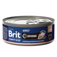 Brit Premium by Nature Adult / Консервы Брит для взрослых кошек Кролик (цена за упаковку)