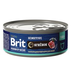 Brit Premium by Nature Sensitive / Консервы Брит для кошек с Чувствительным пищеварением Ягненок (цена за упаковку)