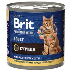 Brit Premium by Nature Adult / Консервы Брит для взрослых кошек Курица (цена за упаковку)