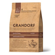 Grandorf Holistic & Hypoallergenic Medium Maxi Duck & Turkey / Сухой корм Грандорф Беззерновой для взрослых собак Средних и Крупных пород Утка Индейка