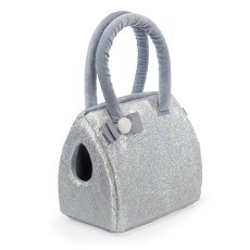 Camon Borsa Silver Glitter bag / Сумка-переноска Камон для животных с Блестками и Бантом Серая