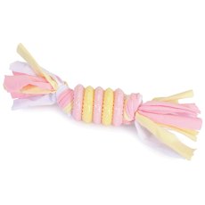 Camon / Игрушка Камон для собак Кольца из ТПР на лентах с узлами Розовый